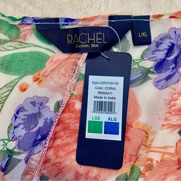 NWT Rachel Roy Wrap Robe L/XL Sheer Lightweight Flowy Boho Pink Purple Floral - Picture 14 of 15